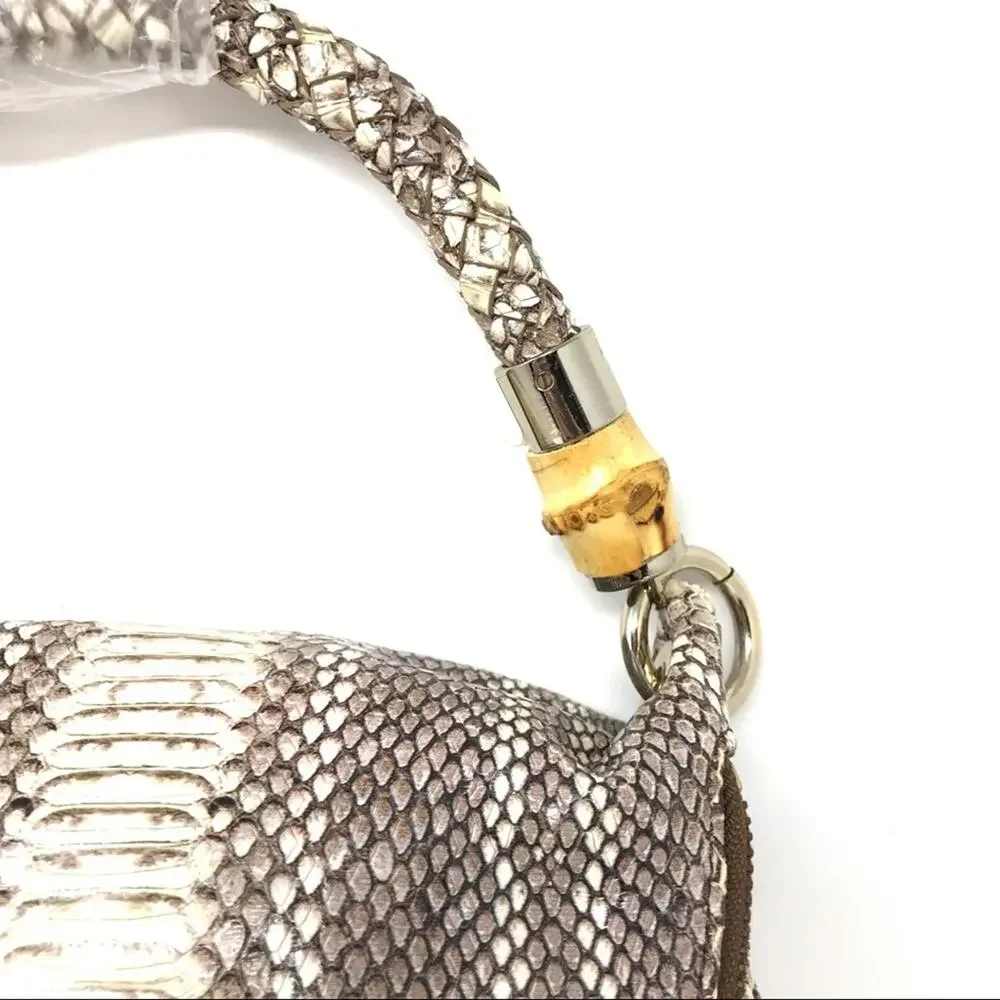 Elaine Turner “Stacy” Hobo Bag-Striped Python-New With Tags-Dust Bag-Leather